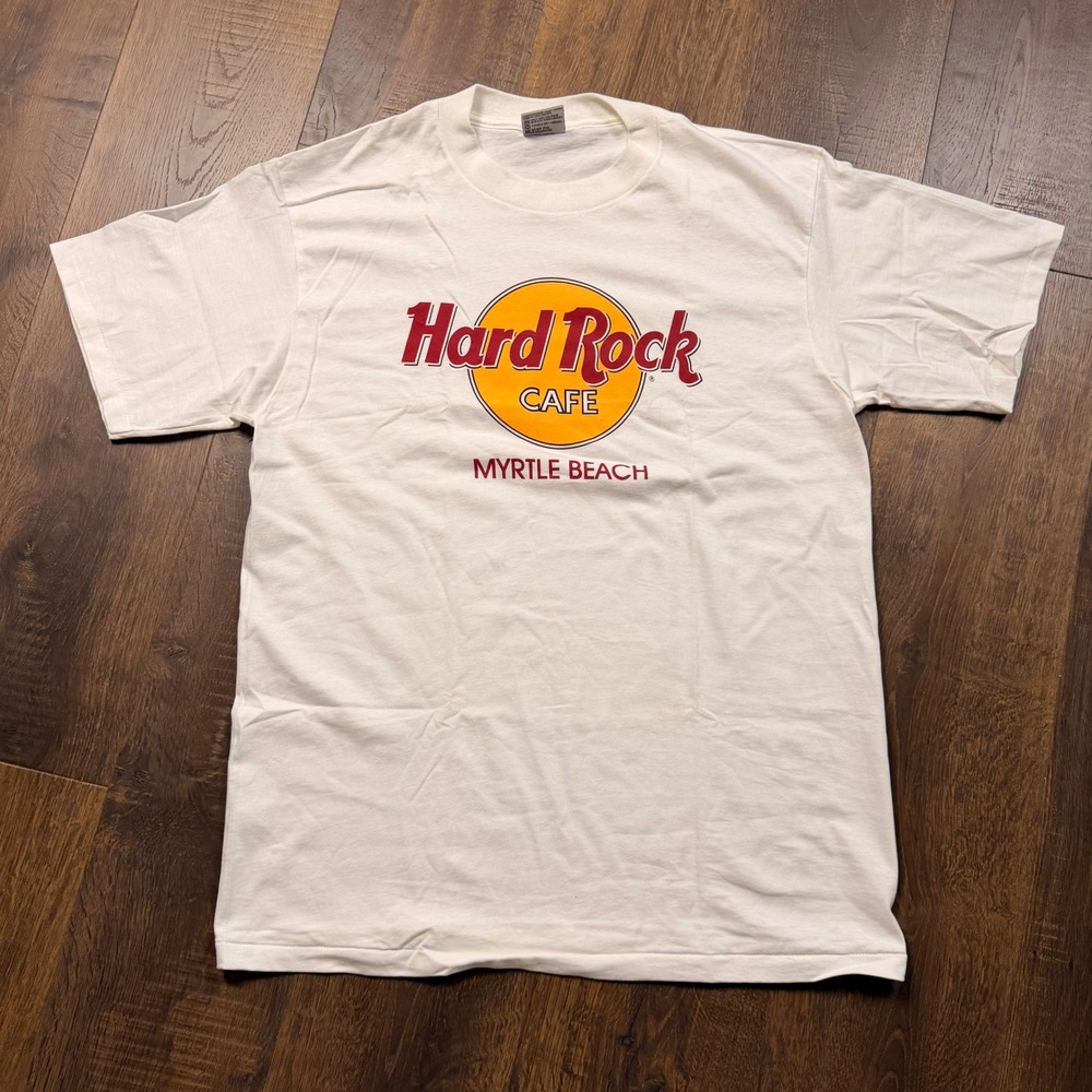 Vintage 90s Hard Rock Cafe Myrtle Beach T Shirt White Single Stitch USA Large